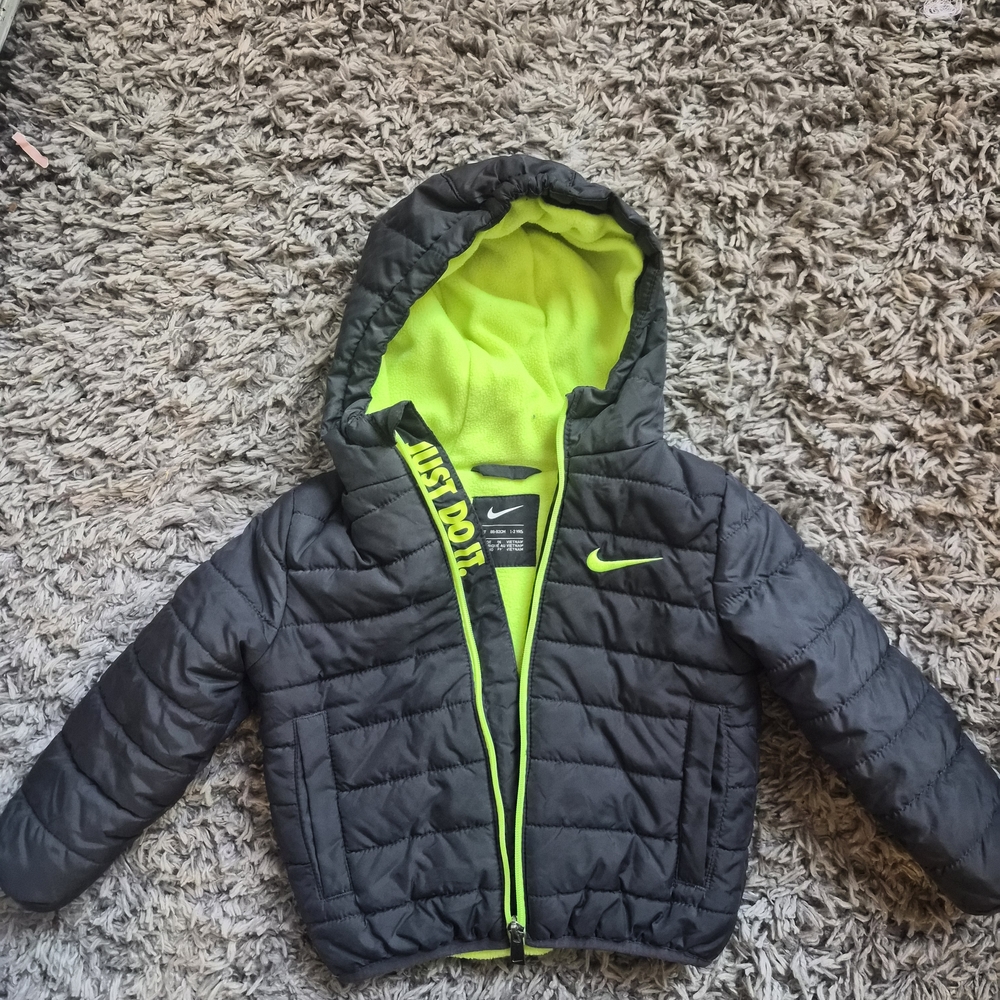 Nike Kids Black and Green Hooded Jacket